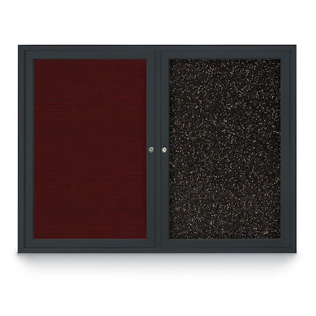 United Visual Products Decor Wood Combo Board, 60"x48", Light Oak/White Porcelain & Pearl UV704DEFAB-LTOAK-WHTPORC-PEARL